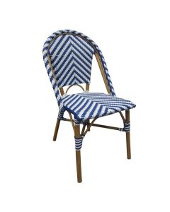 Rotan bijzetstoelen Parijse stijl blauw 2 stuks.