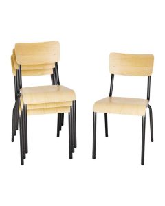 stoelen met houten zitting 4 stuks.