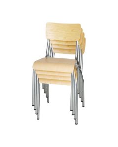 stalen stoelen met houten zitting 4 stuks.
